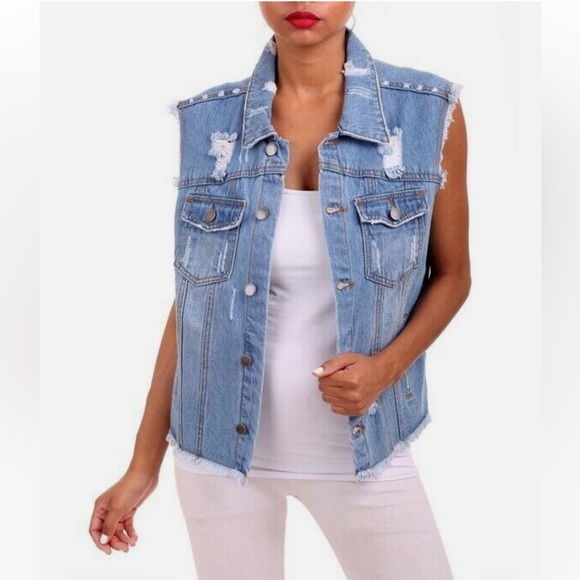 GY Distressed Denim Vest - Picture 11 of 15